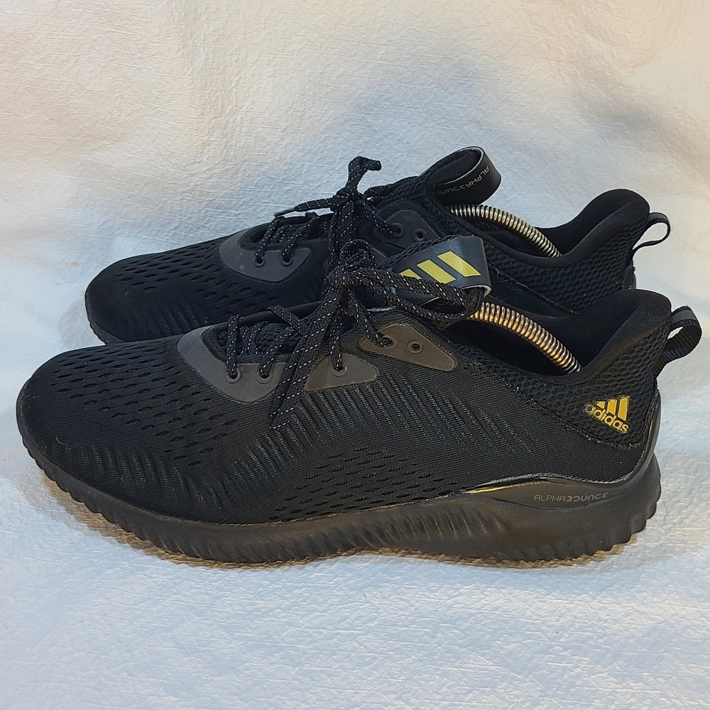 Mens adidas Alphabounce 1 Athletic Shoes Size: 11.5 Color: Black Gold